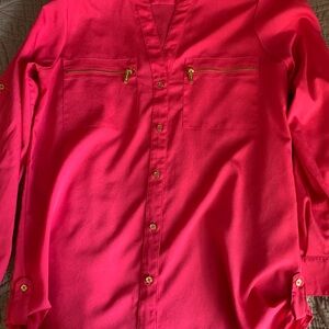 Calvin Klein Women's Bright Pink Button-Down Shirt